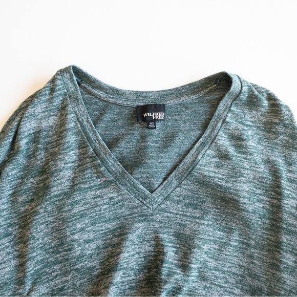 Wilfred Free Aritiza Devinette Oversized Tee V-Neck Green Grey Slub Knit XXS Y2K - Picture 5 of 9
